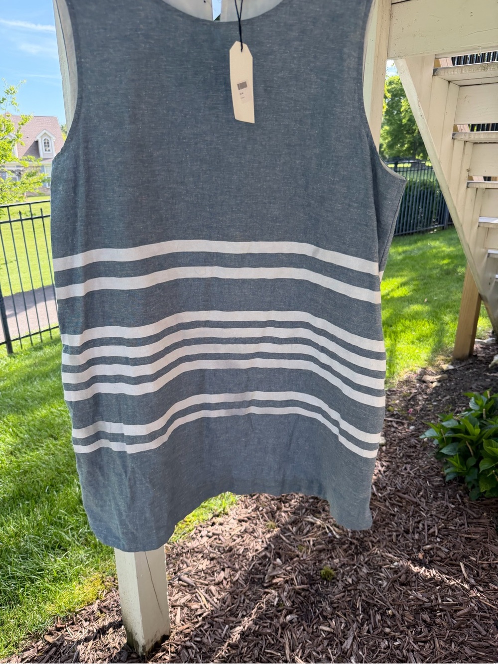 BNWT Cotton Bleu women’s XL blue and white linen striped dress. Lightweight!